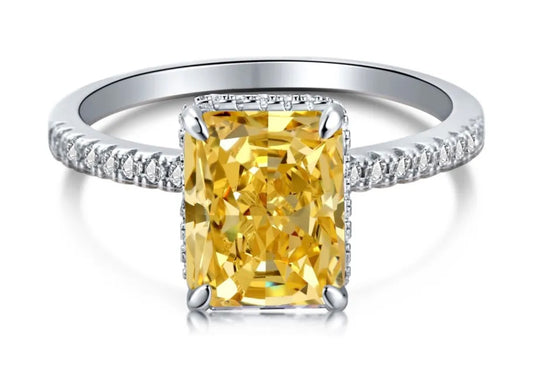 Yellow rectangular cut Ring