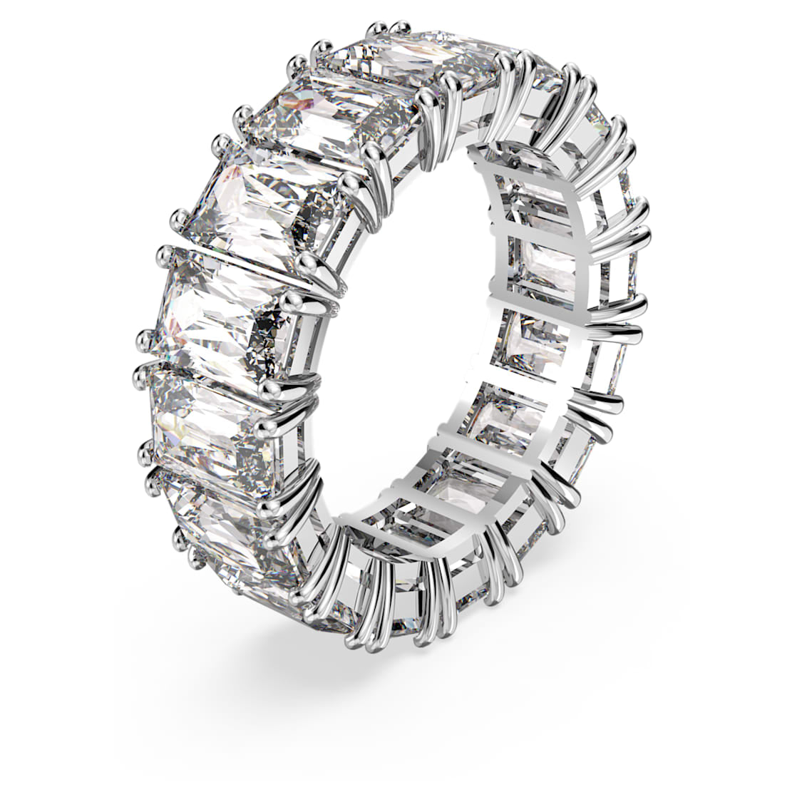 Rectangular cut Crystal pillar ring