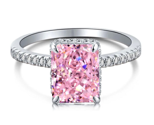 Pink rectangular cut Ring