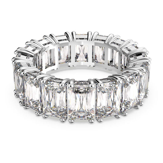 Rectangular cut Crystal pillar ring