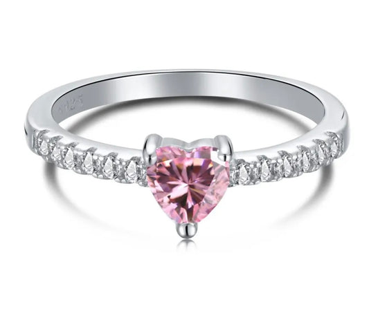 Pink Diamond heart cut Ring