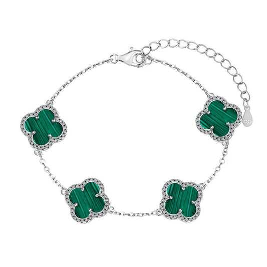 Sterling silver green clover bracelet