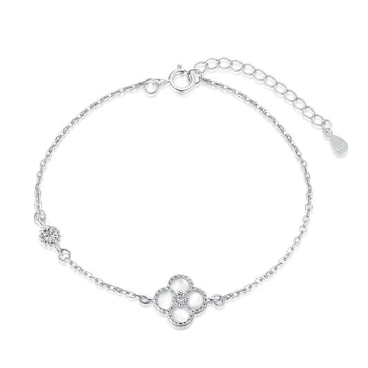 Sterling silver white clover bracelet