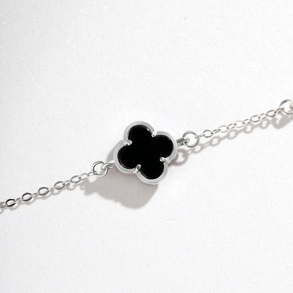 Sterling silver black clover bracelet