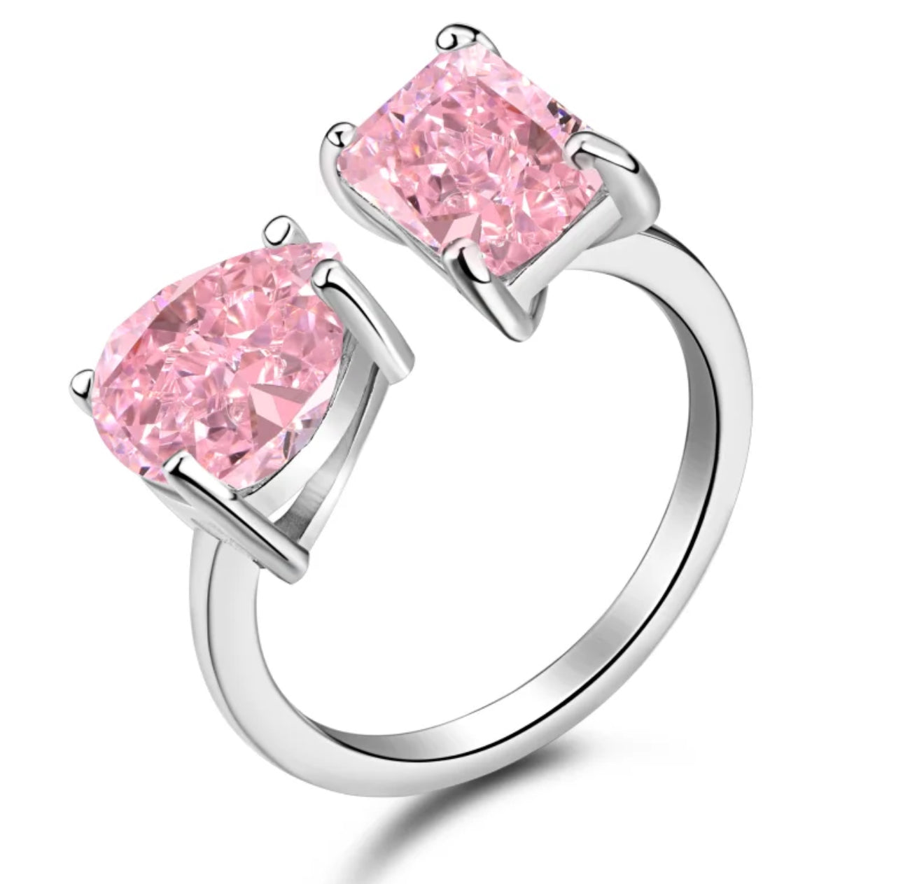 Adjustable Pink pear x Rectangular ring